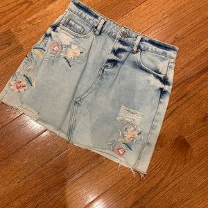 Embroidered & Beaded Denim Mini Skirt DEX 26